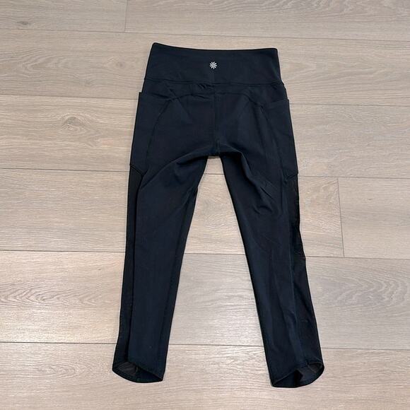 ATHLETA Black Mesh Chaturanga To Town High Rise Active Yoga Workout Capri Size S - Picture 3 of 14